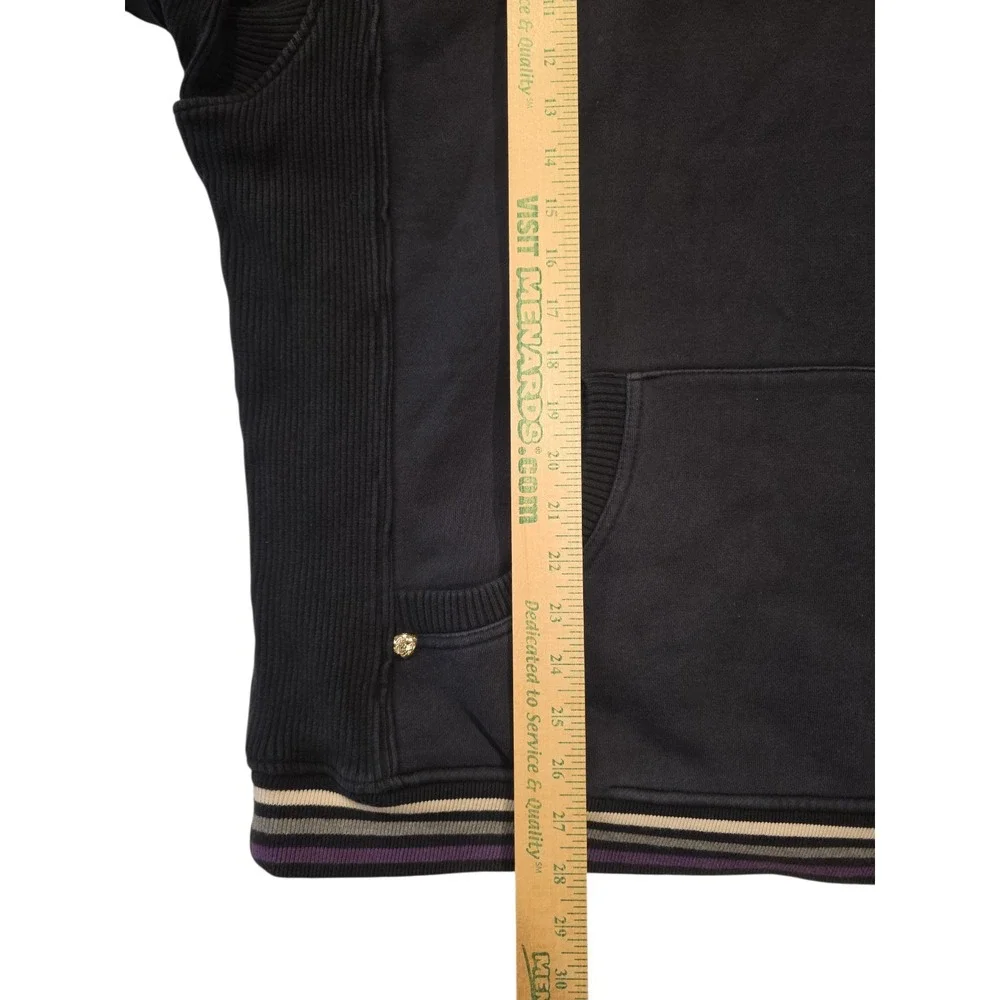 COOGI XXXL Embroidered Hoodie Sweatshirt Crest Logo Black Purple Bleach Spot